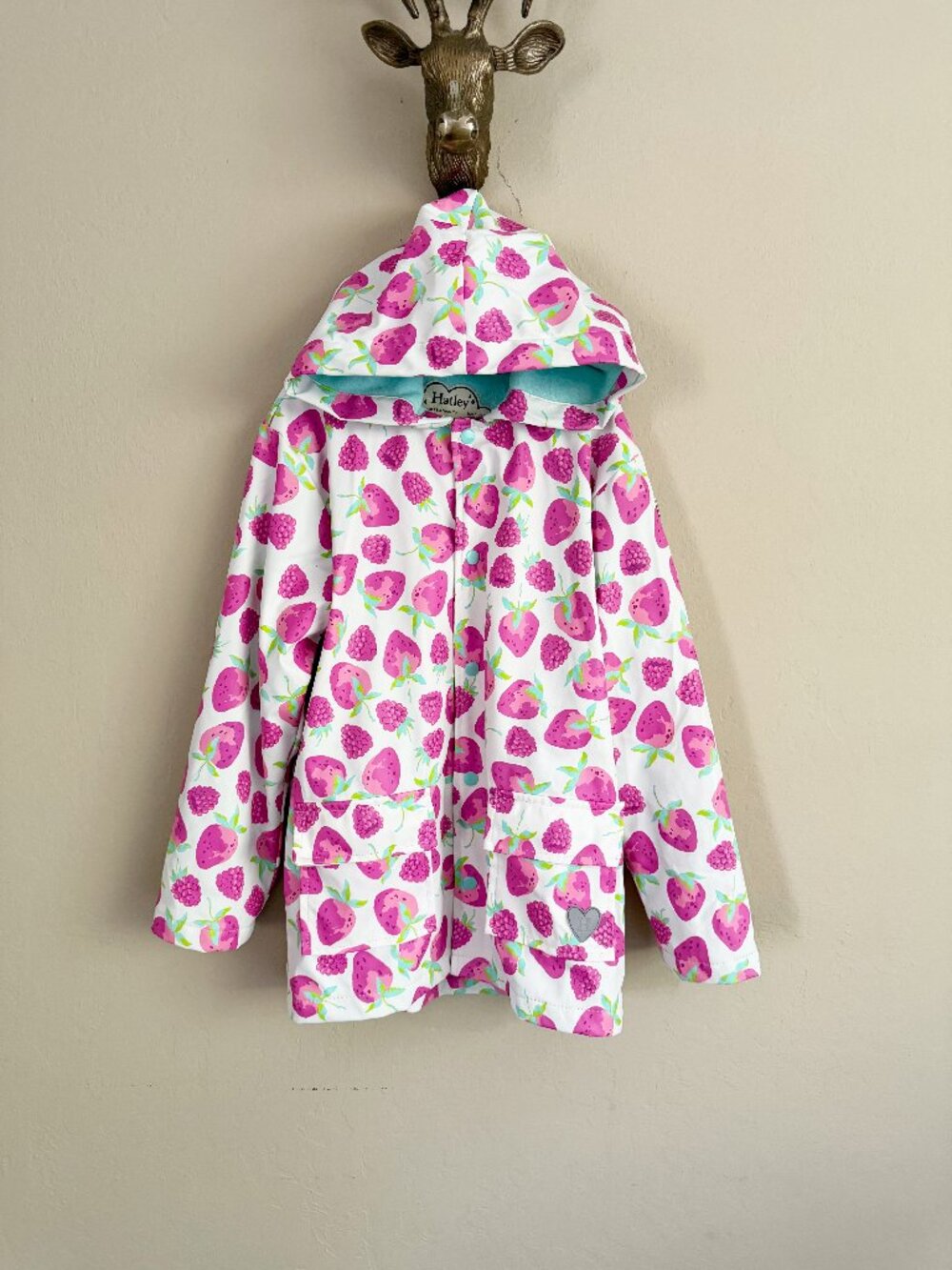 Hatley Hooded Raincoat • Strawberries • 10 Years